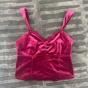 Sweetheart Neck Cropped Cami Velvet Blouse
